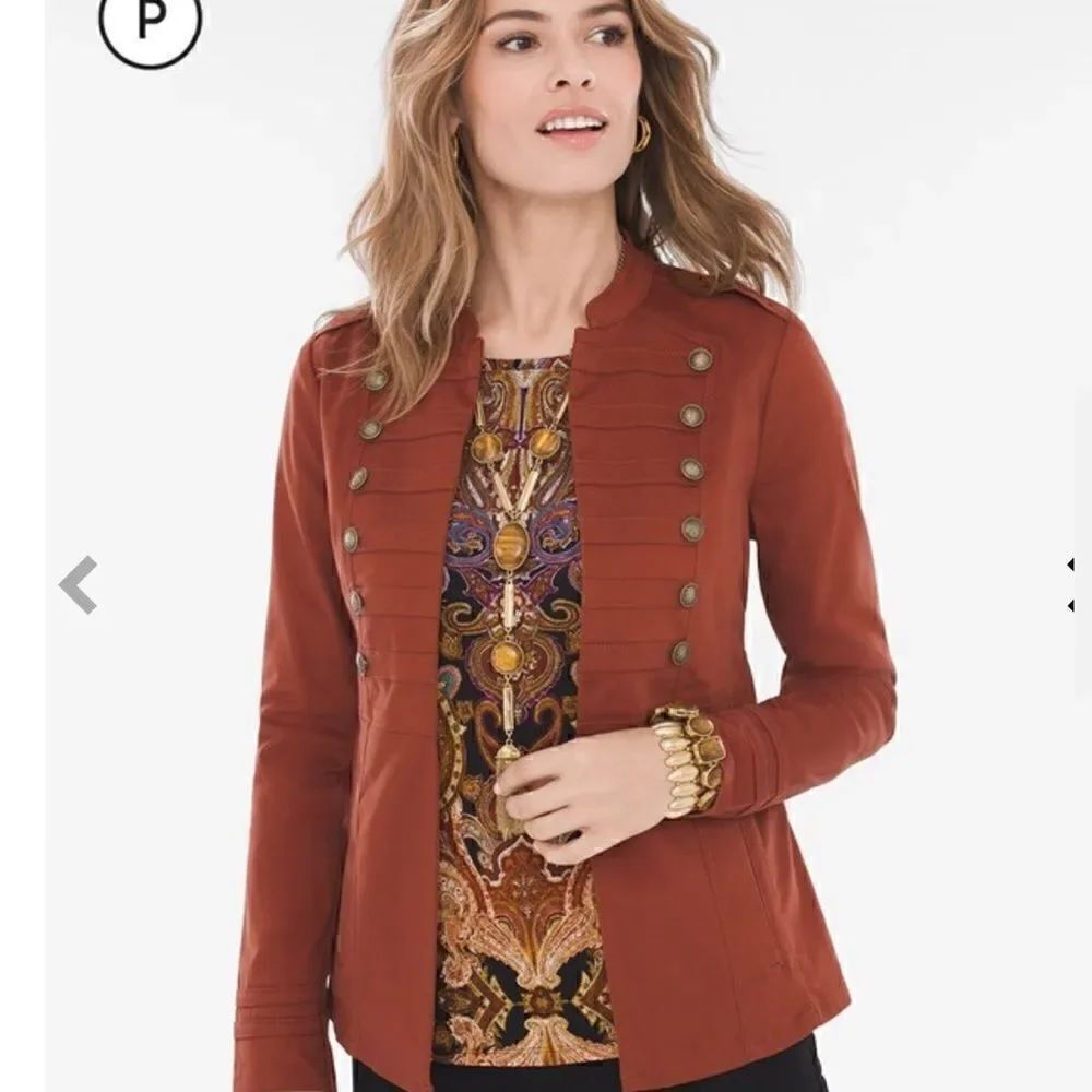 Chicos orange colored military style jacket. Sz 16/18P